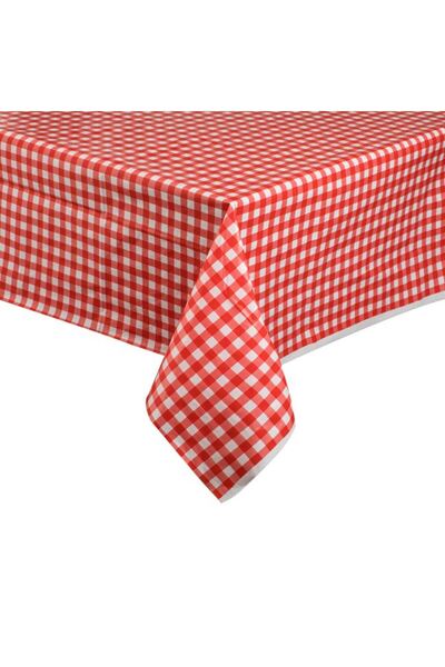 CATIANO Fata de Masa din Plastic Rosu in Carouri 214x137cm
