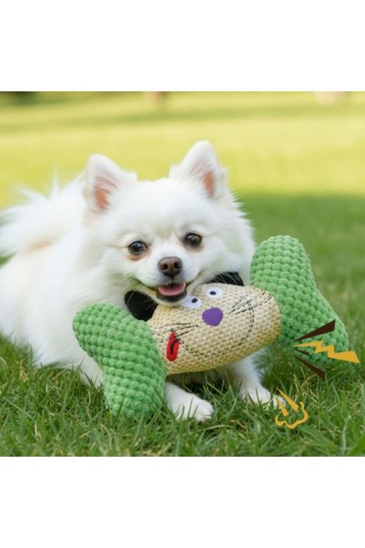 idei Textile toy‑ Plush for dogs in the shape of a bone with a cat face, size...