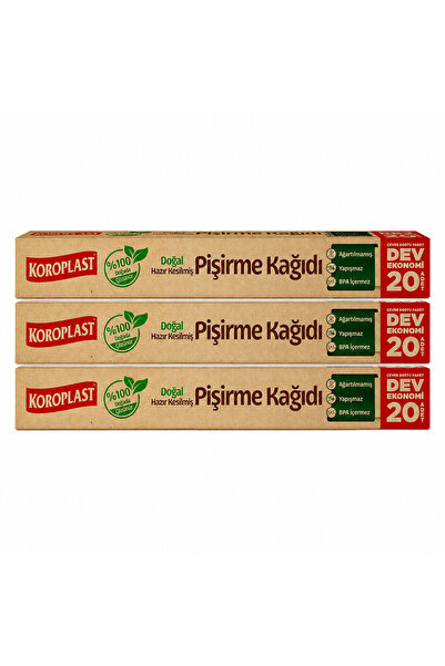 Koroplast ورق طهي طبيعي جاهز للاستخدام 3×20 قطعة، 60 قطعة غير مبيض، مقاوم للح...