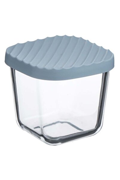 CATIANO Caserola din Sticla cu Capac din Plastic Albastru Gri 350ml, cutie al...