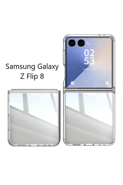 bbtech Samsun Galaxy Z Flip 8 ile Uyumlu Sararmaz Şeffaf Telefon Kılıfı SERT PC