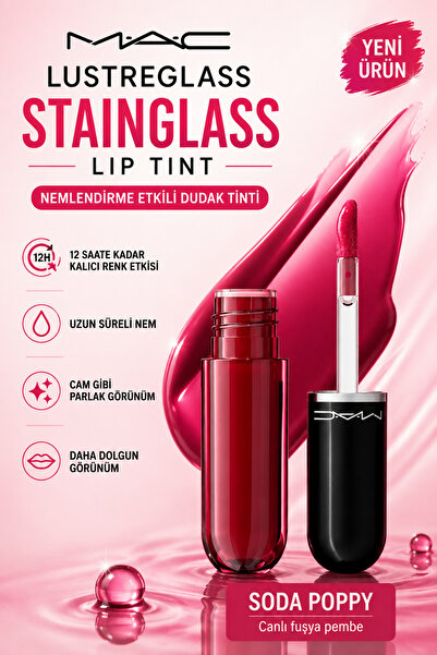 M.A.C Lustreglass Stainglass Lip Tint - 12 Saat Kalıcı Cam Parlaklığında Neml...