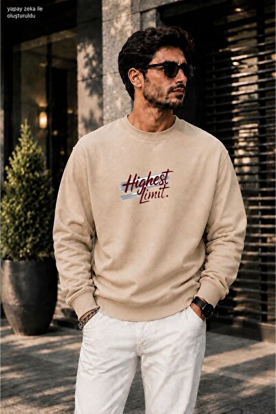 caddekombin Men's Highest Limit Printed Cycling Round Neck Casual Sweatshirt