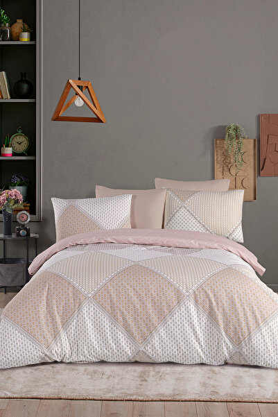 Karden Flower Dream Cotton Mozaic Powder 100% Cotton Poplin Double Duvet Cove...
