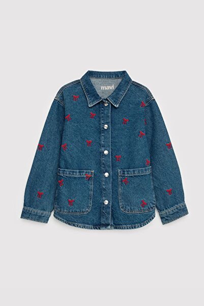 Mavi Layna Kız Çocuk Jean Gömlek M7210002