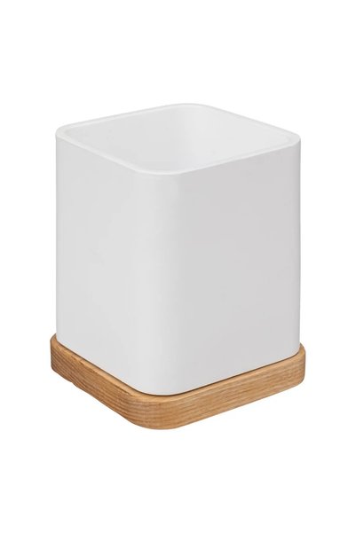 5FIVE Natureo Polyresin Toothbrush Holder (8.2 x 8.2 x 10 cm, White)