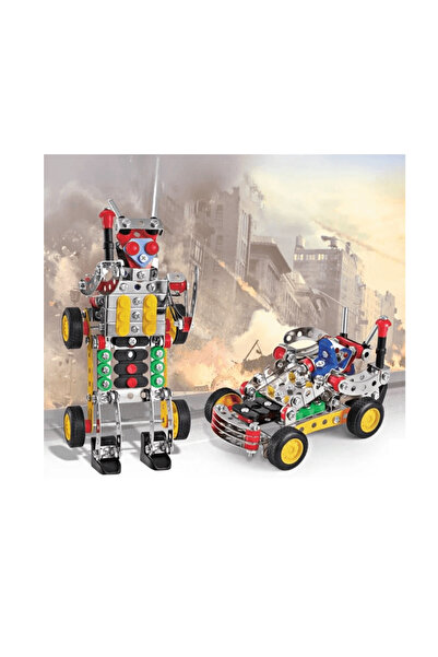 Construction MetalCraft 2 în 1 – Robot și Mașină, 215 Piese, 8 ani+