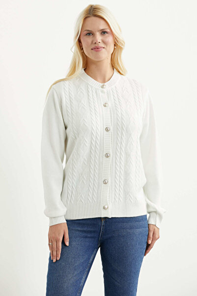 Sementa Metal Button Motif Detailed Knitwear Cardigan - Bone
