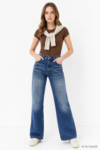 Rays Pantaloni cu picior larg 1062 Albastru deschis