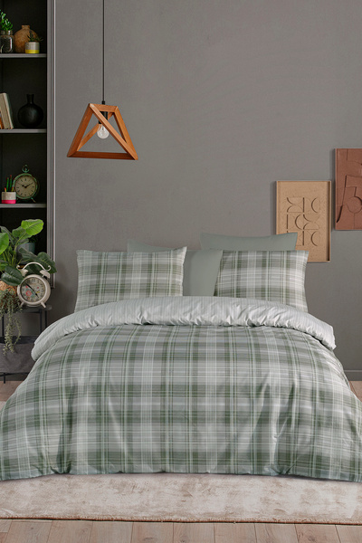 Karden Flower Dream Cotton Oxford Green 100% Cotton Poplin Double Duvet Cover...