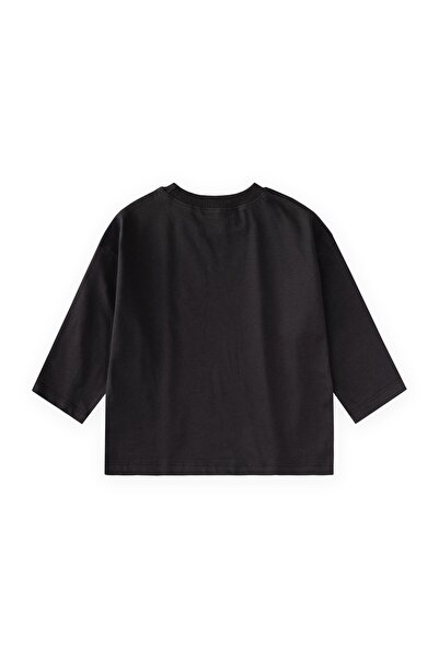 Cigit Oversize Mevsimlik T-Shirt 2-10 Yaş Siyah