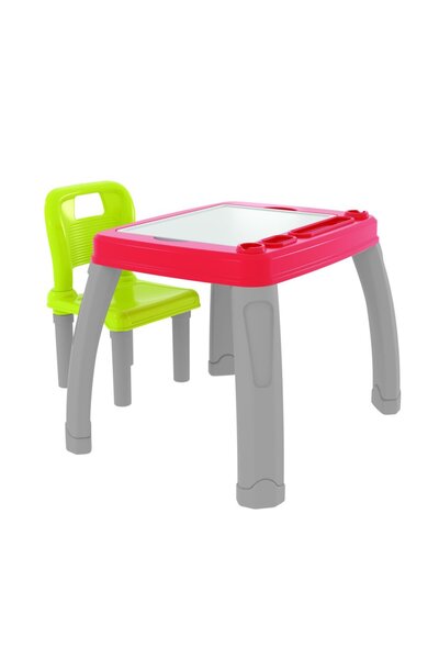 PİLSAN Children's study table and chair set Study Table Red, rounded corners,...