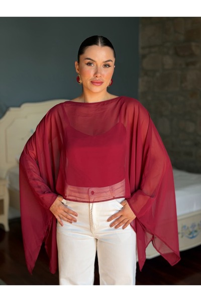 ROUPAS COLLECTİON Pelerin Model Şifon Bluz