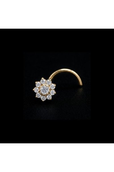 zadenza gold %100 G23 Titanyum Zirkon Taşlı Çiçek Model Hızma Piercing Titanyum Hızma
