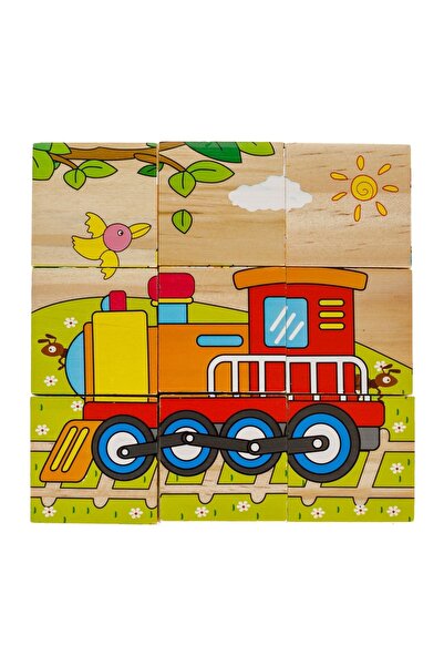 OEM Cuburi din Lemn Puzzle Vehicule (9 Piese) 10.3x10.3x3.5cm – puzzle, forme...