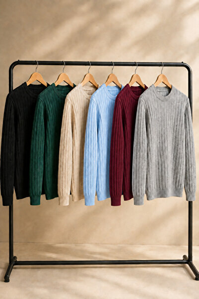 OTAKU Men's 6-Piece Crew Neck Long Sleeve Knit Sweater Pack