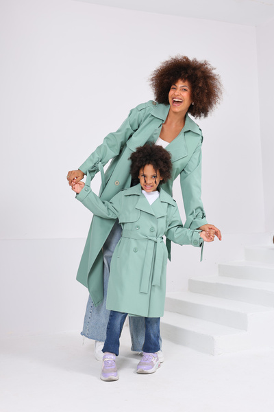 Heggo Kız Çocuk Trençkot Kuşaklı Mevsimlik Oversize Trençkot