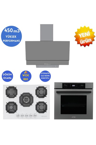 Eminçelik ve AFM TECH Marka/ NW 1'WOK Antrasit-Gri Ankastre Set ( 22 386 Beya...