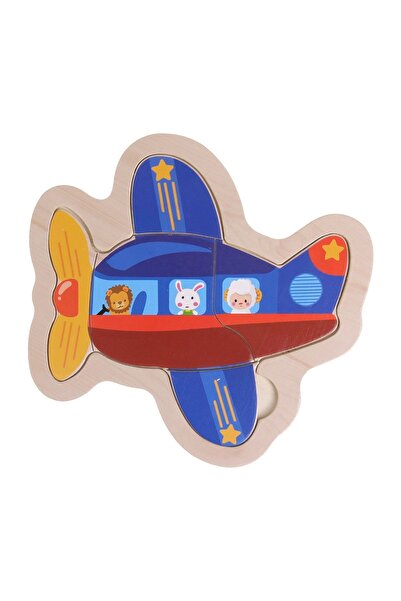 OEM Puzzle din Lemn Avion (4 piese) 15x15cm – puzzle, animale