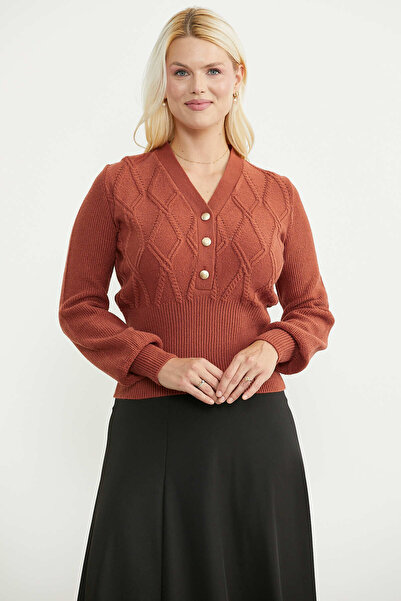 Sementa Button Detailed Knitwear Sweater - Tan