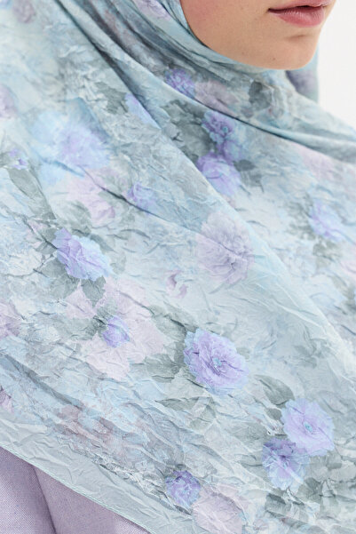 cs camellia scarf شال كراش بنمط زهور عتيق - لون النعناع