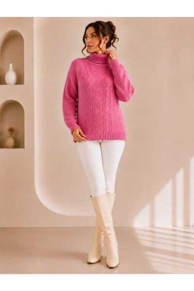 cheen Women's Knitted Detailed Crew Neck Knitwear Sweater