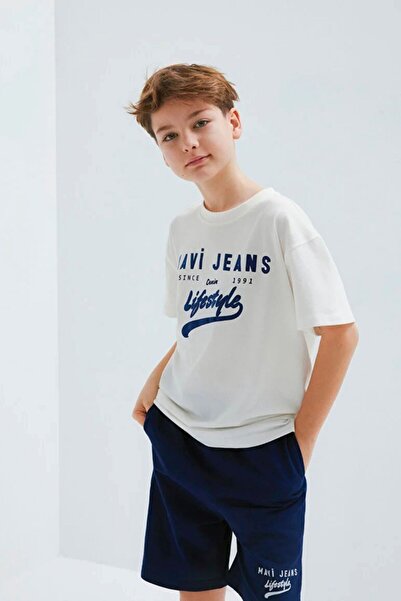 Mavi Jeans Baskılı Kırık Beyaz Erkek Çocuk Tişört M6610474-70057