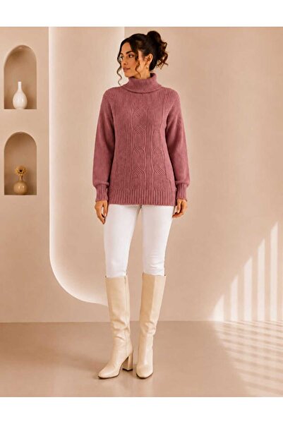 cheen Women's Knitted Detailed Crew Neck Knitwear Sweater