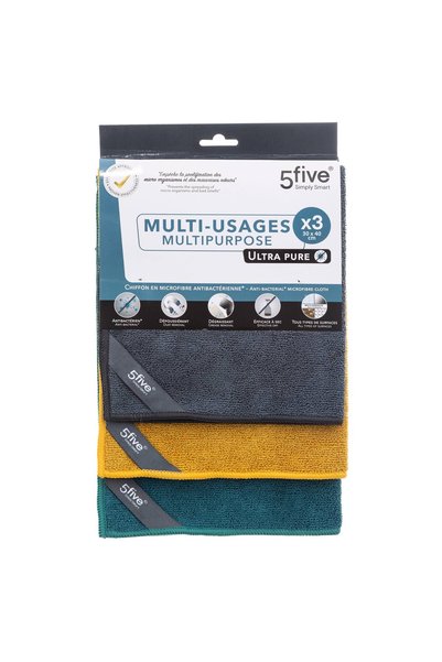 5FIVE Polyester Cleaning Cloth Pack (30 x 40 cm, 3 Pc.)