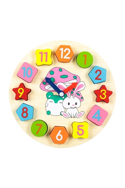 OEM Puzzle din Lemn Ceas Animale (12 piese) - 25cm – puzzle, cifre/învățare