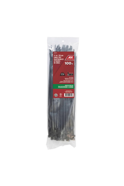 ACE Polypropylene Cable Tie Pack (27.94 cm, 100 Pc., Black)