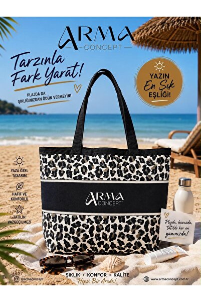 Arma Concept Plažna torba sa leopard uzorkom – Višenamenska velika torba za r...