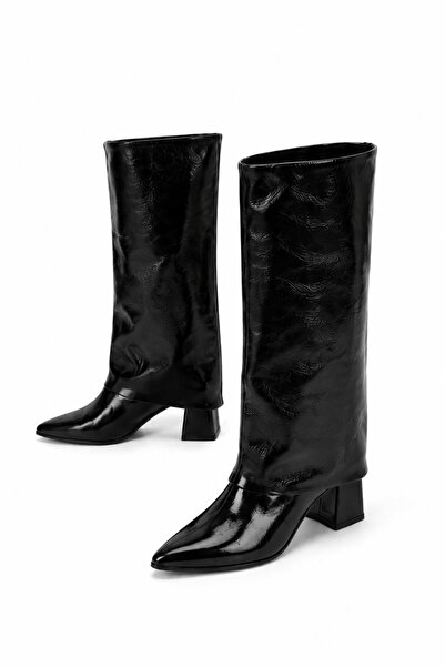 Solo Bag Women's Black Patent Leather Pointed Toe Stylish Modern Thick Heeled...