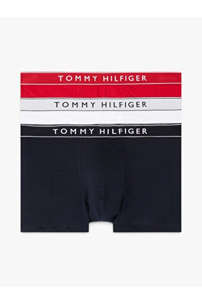 Tommy Hilfiger Erkek Beyaz - Orta Kırmızı - Lacivert Boxer