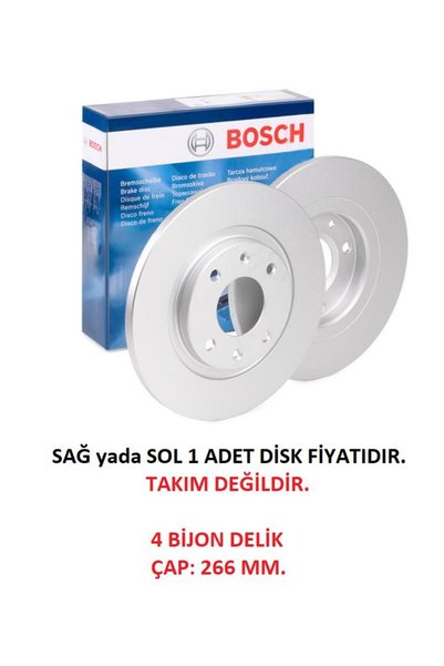 Bosch ÖN FREN DİSKİ PARTNER 1 301 SEDAN BERLİNGO 1 C3 1 C2 03+ C-ELYSEE C4 2 ...