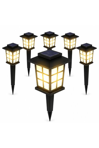 Generic Brand Set 6 Lămpi Solare LED pentru Grădină, Tip Țăruș, cu Senzor de ...