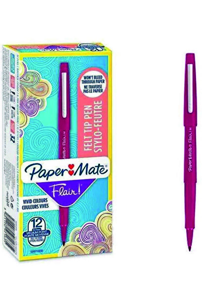 Paper-Mate قلم بابير ميت فلير ذو طرف من الألياف - وردي (12 قطعة)
