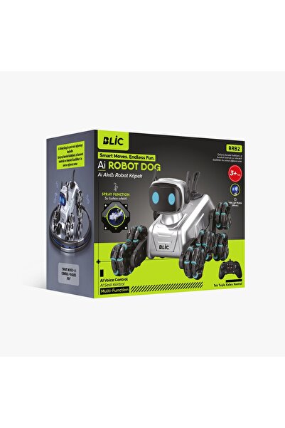 Blic Kumanda+Jest Kontröllü Buhar Efektli, RGB Işıklı Akrobatik Robot Köpek