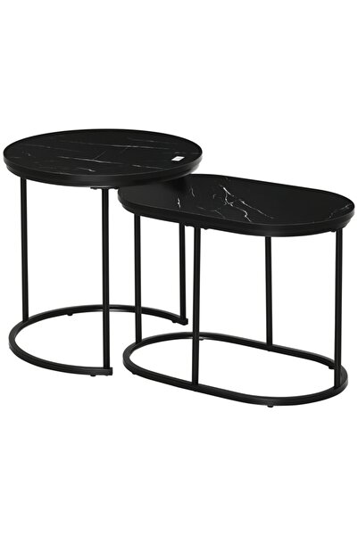 Generic Brand Set de măsuțe tip cuib cu cadru din oțel și blat din imitație d...
