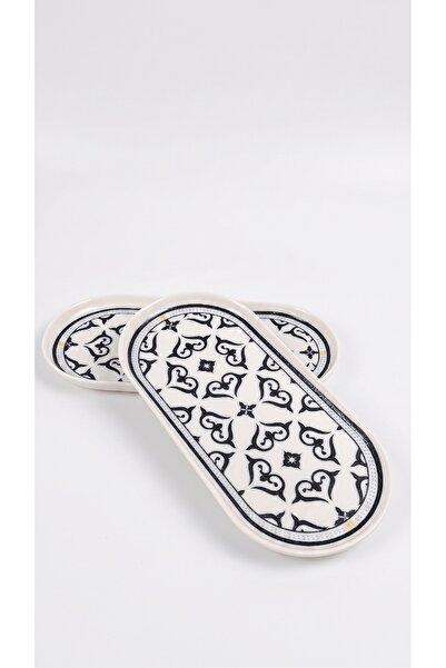 Tezyinat Wood Ahenk Porcelain 2-Piece Kayık Presentation Plate
