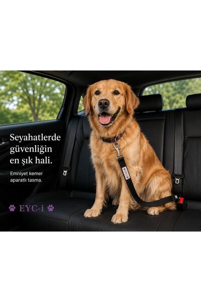 Eyci Yumuşak Dokulu Dayanıklı Araç Emniyet Kemeri Aparatlı Kedi & Köpek Tasma Kemeri