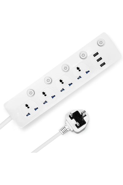 ELONSEY Universal Power Extension Cord with Surge Protector 4 Power Sockets &...