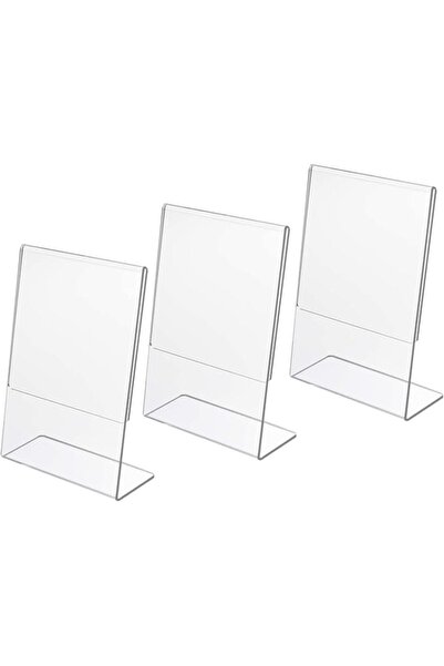 NALACAL Acrylic Sign Holder, Pack of 3, A5 L Shape, Clear, Portrait Style, Me...