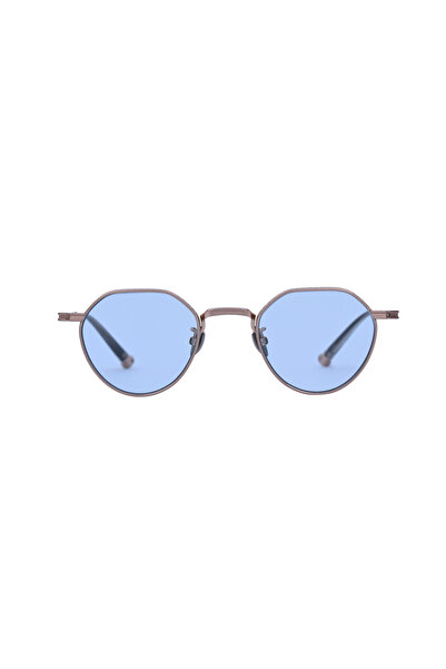 ER46-C01 Rose Desenli Metal Oval Mavi Camlı Güneş Gözlüğü