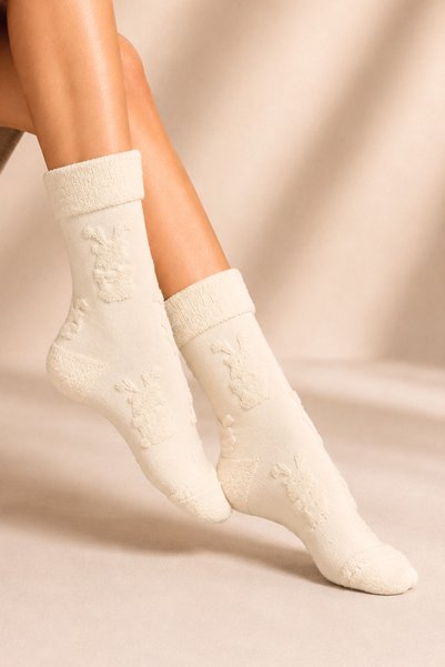KARDEŞLER ÇORAP Women's Tres Towel Cotton Patterned Socks Multi-Colored 4-Pack