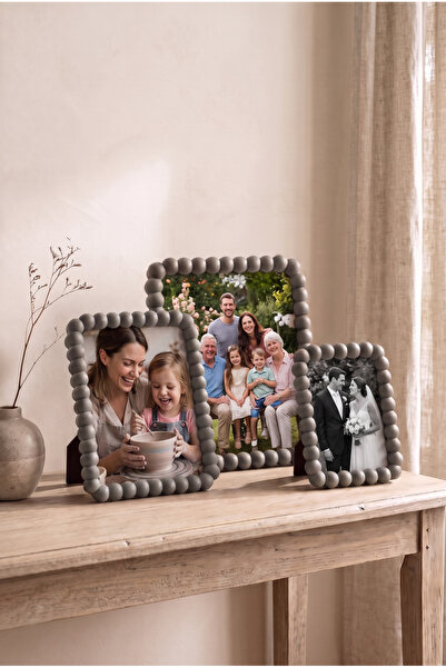 Perla (15x21 cm) Tek Parça Fotoğraf Çerçevesi Boncuklu Kenar Mat Yüzey 3 Boyut ve 5 Renk Seçeneği