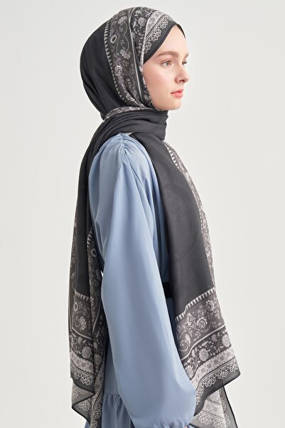 carell Seraye Pattern Norena Wool Shawl Anthracite