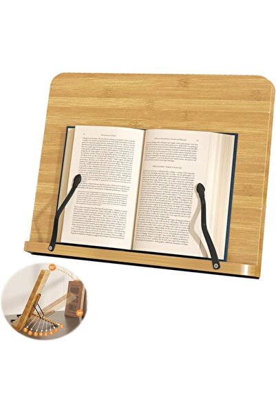 ALMEKAQUZ Book Holder, Cookbook Stand Wood Cookbook Holder for Kitchen, Adjus...