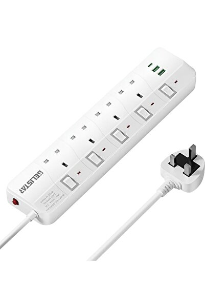 Aroni Power Extension Cord 3M with 4 AC Outlets & 2 USB Fast Charging Ports –...