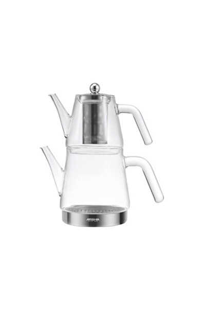 Arshia Glass Teapot Set 700ml + 1800ml, Borosilicate Glass with Stainless Ste...